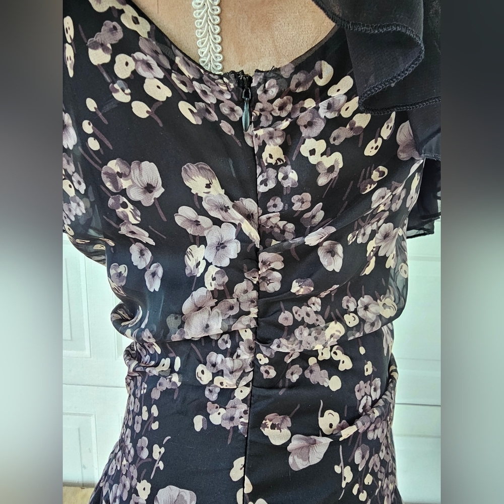 Cedico Floral One Shoulder Ruffle Mini Dress | M Romantic Boho Party Cocktail - Picture 6 of 14